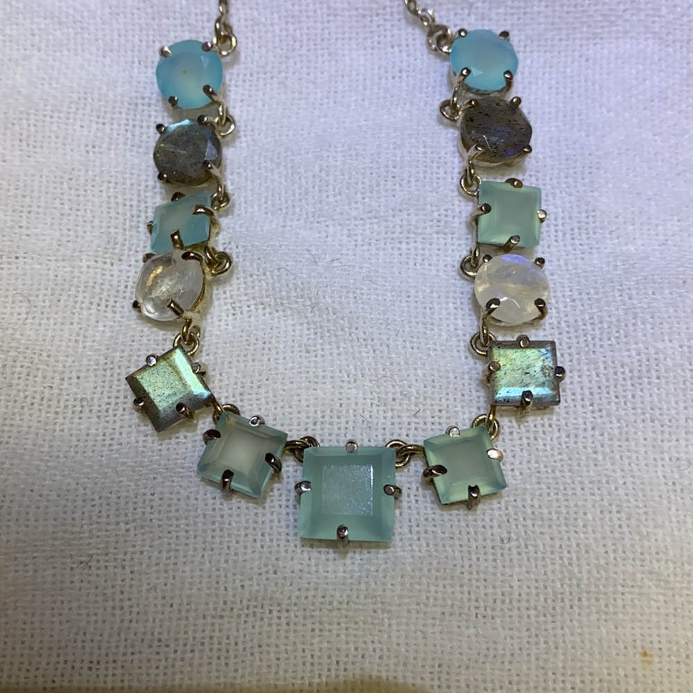 Necklace chalcedony,rainbow moonstone,labradorite